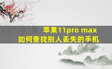 苹果11pro max如何查找别人丢失的手机